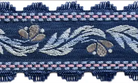 1" Ombré Feathers Picot-Edged Woven Ribbon