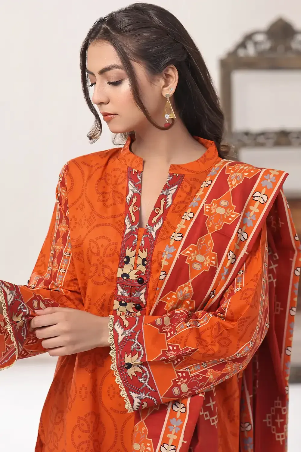 2PC Unstitched Printed Lawn Shirt and Dupatta KSD-2475