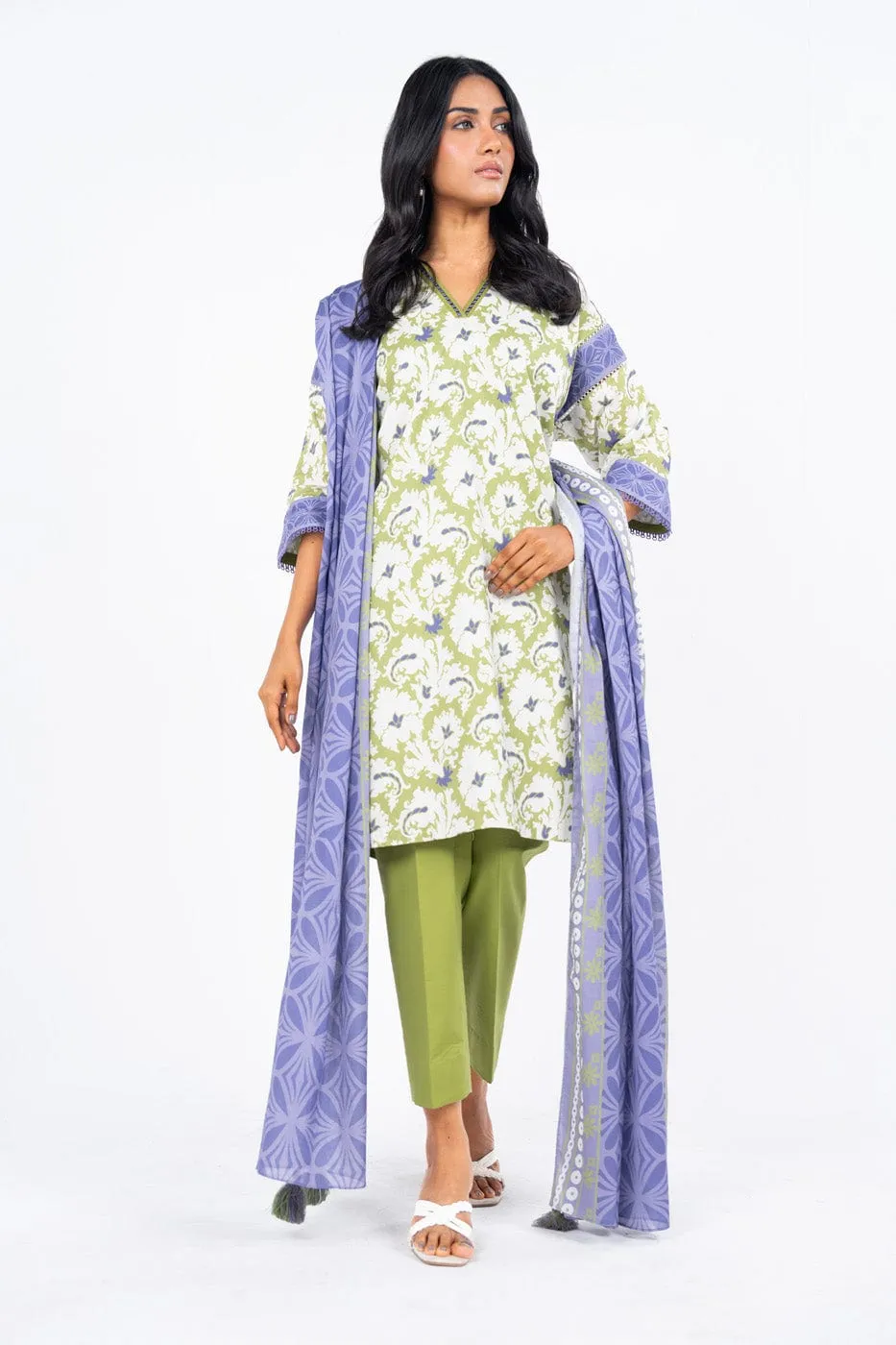 3 Pc Printed Lawn Suit With Lawn Dupatta