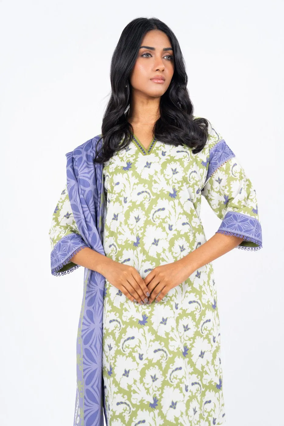 3 Pc Printed Lawn Suit With Lawn Dupatta