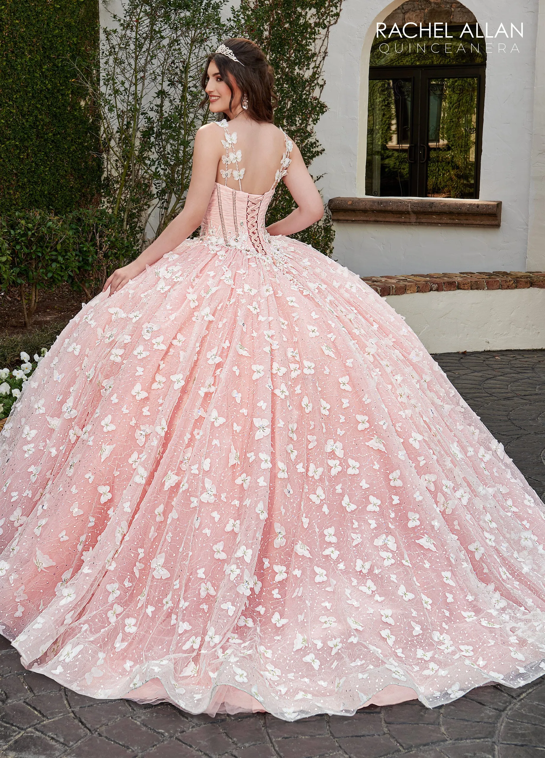 3D Butterfly Corset Quinceanera Dress by Rachel Allan RQ3112