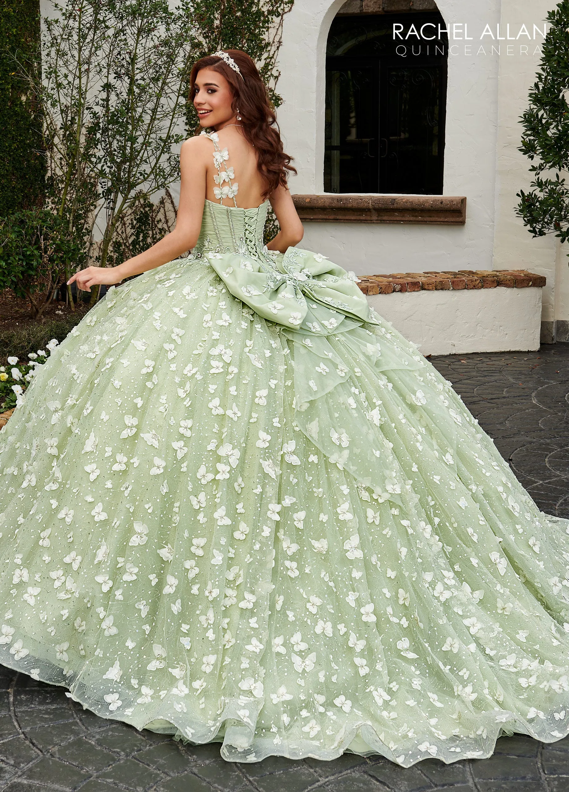 3D Butterfly Corset Quinceanera Dress by Rachel Allan RQ3112