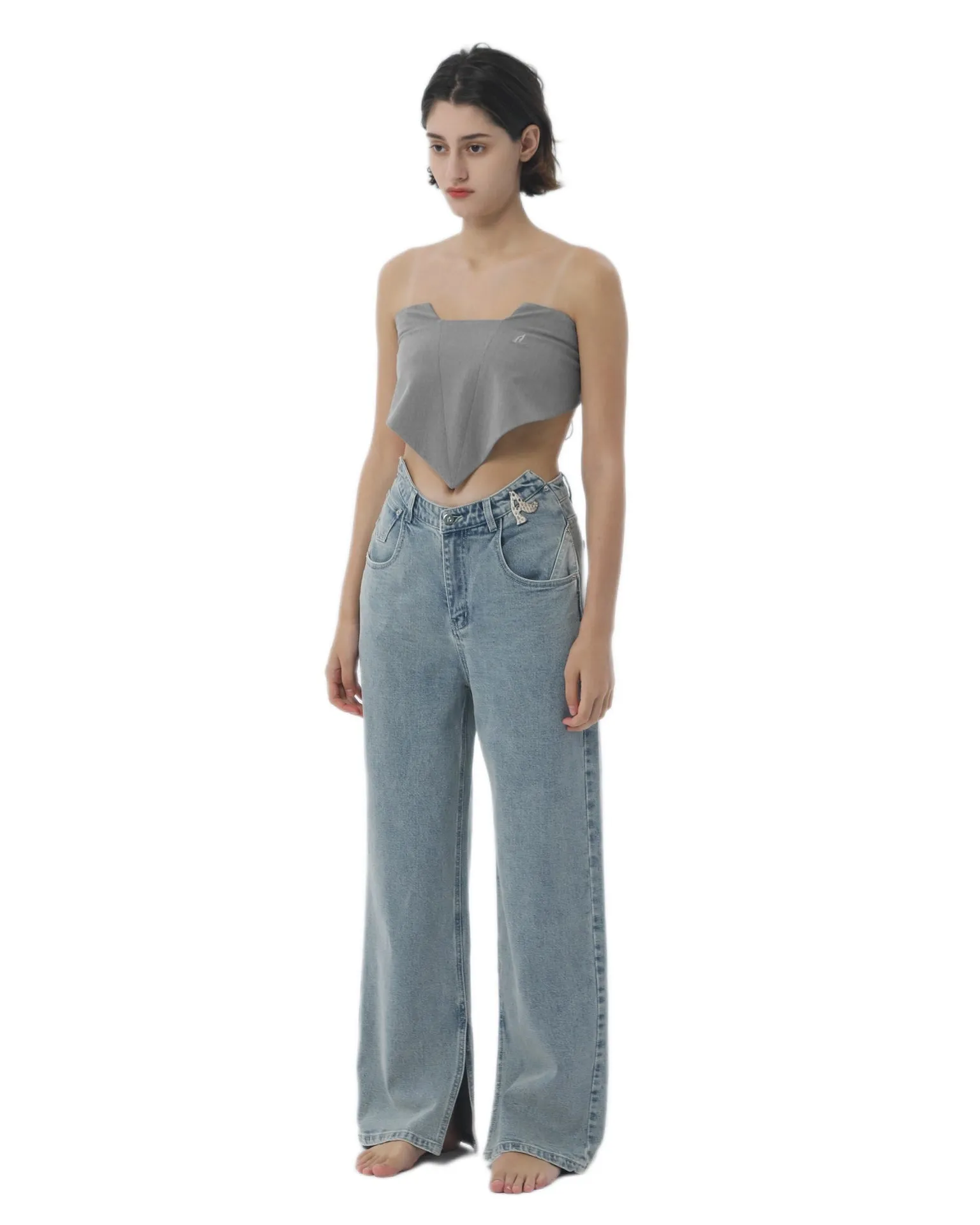 AINTSHY Moon White Blue Oversized Jeans