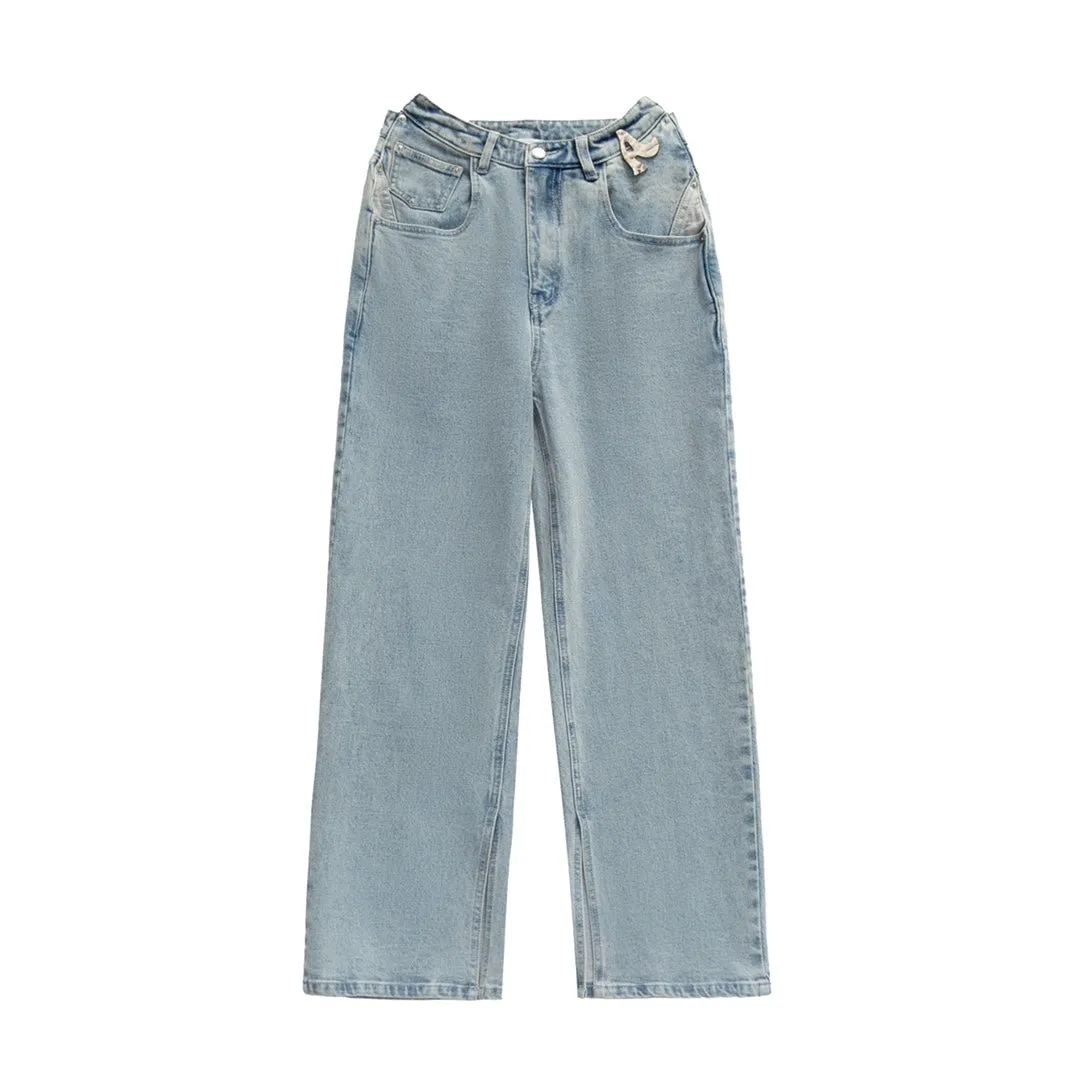 AINTSHY Moon White Blue Oversized Jeans