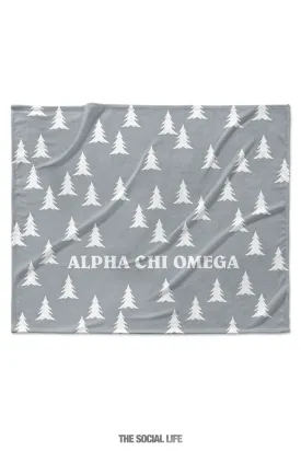 Alpha Chi Omega Grey Pines Velvet Plush Blanket