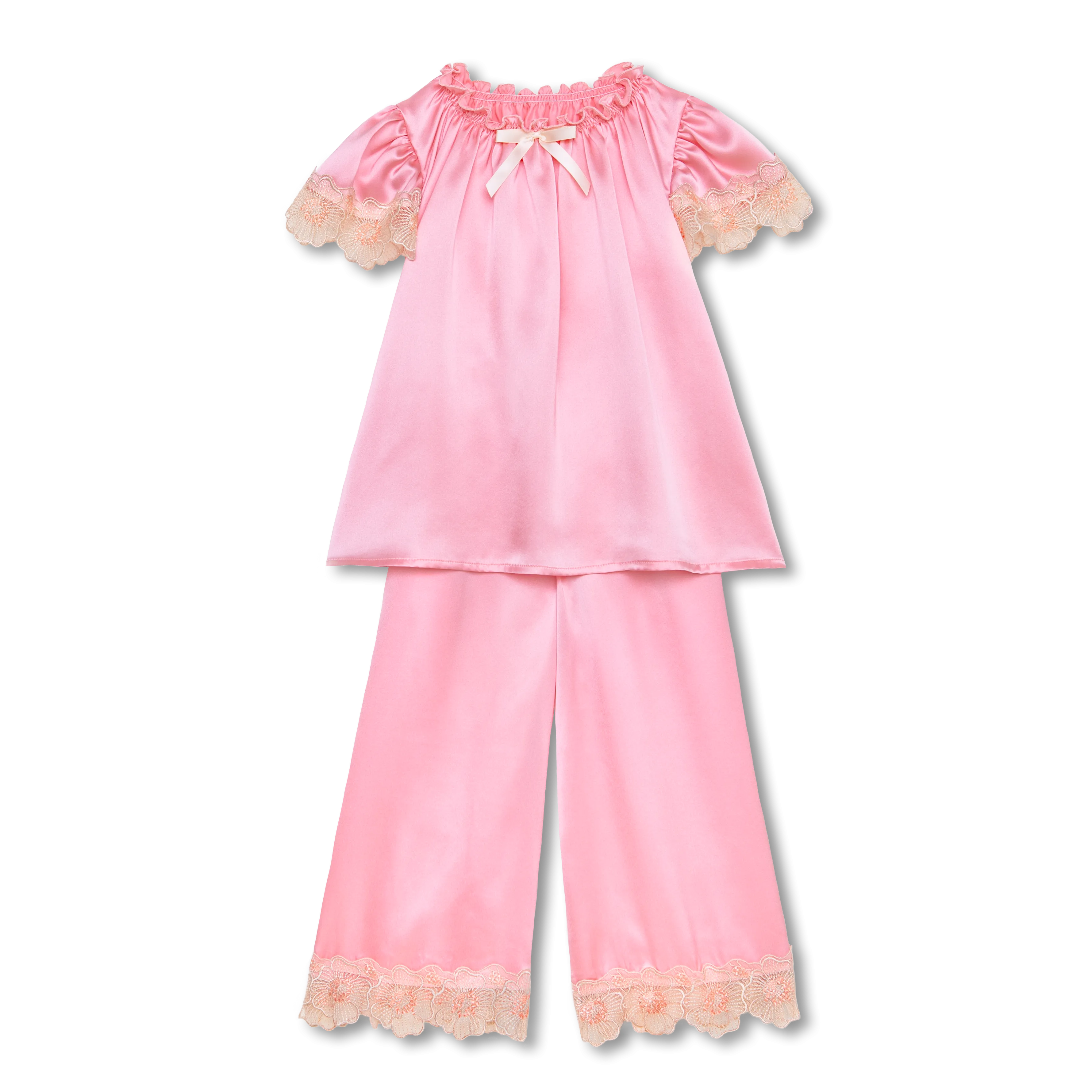 ANGELINA - GIRLS SILK PYJAMA CANDY PINK