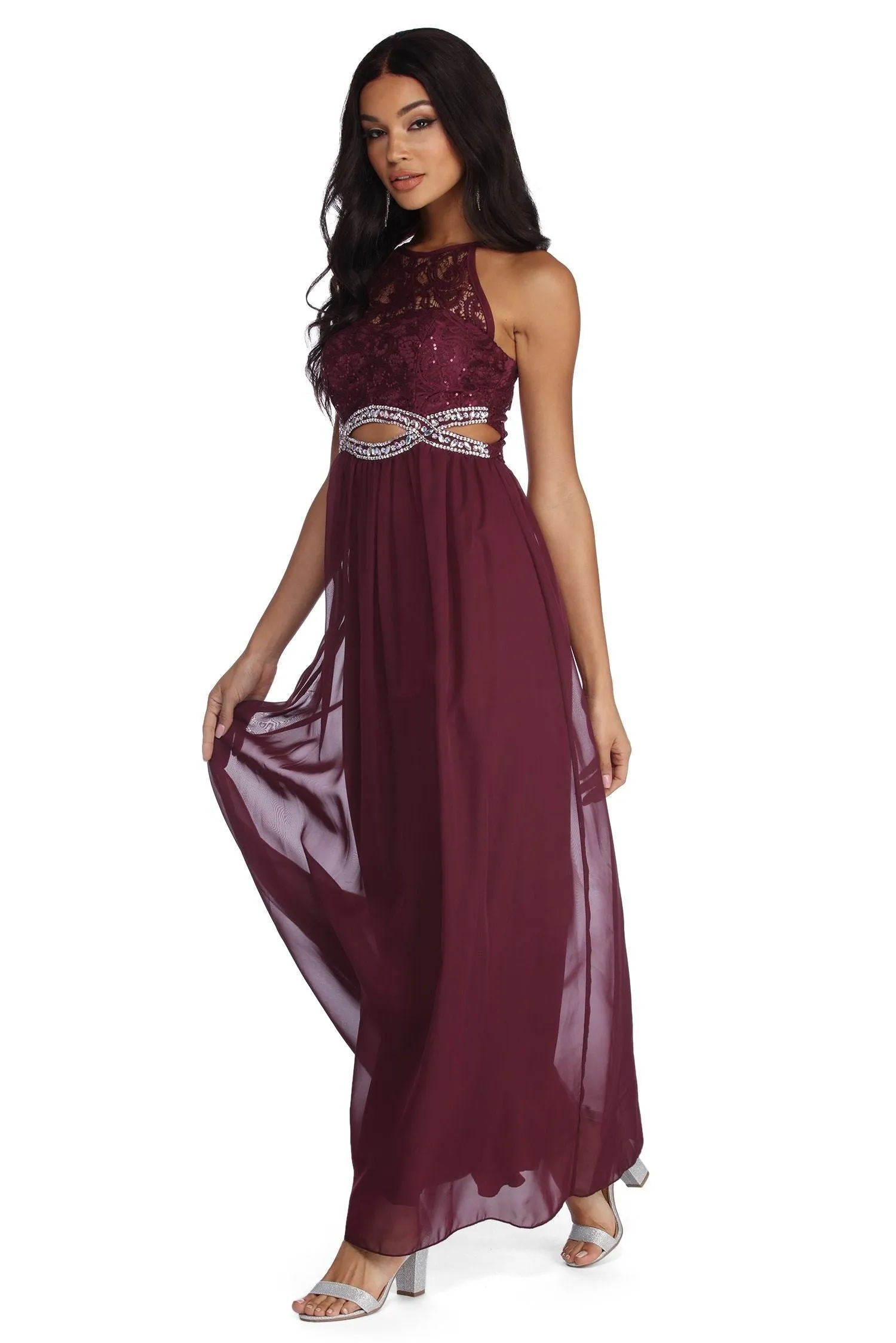Anya Formal Lace Charming And Gemstone Dress