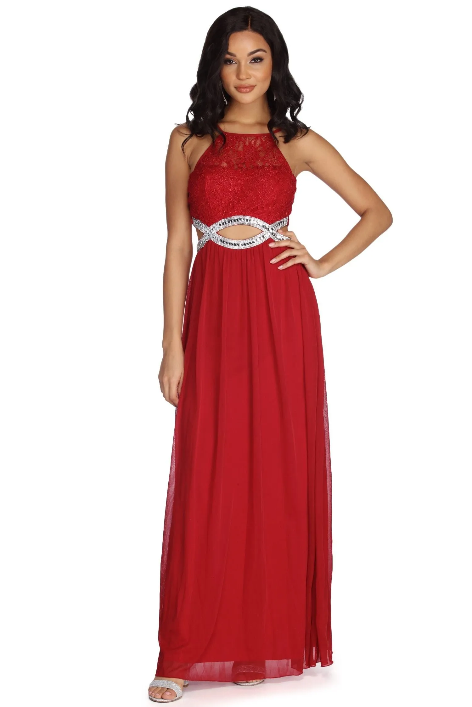 Anya Formal Lace Charming And Gemstone Dress