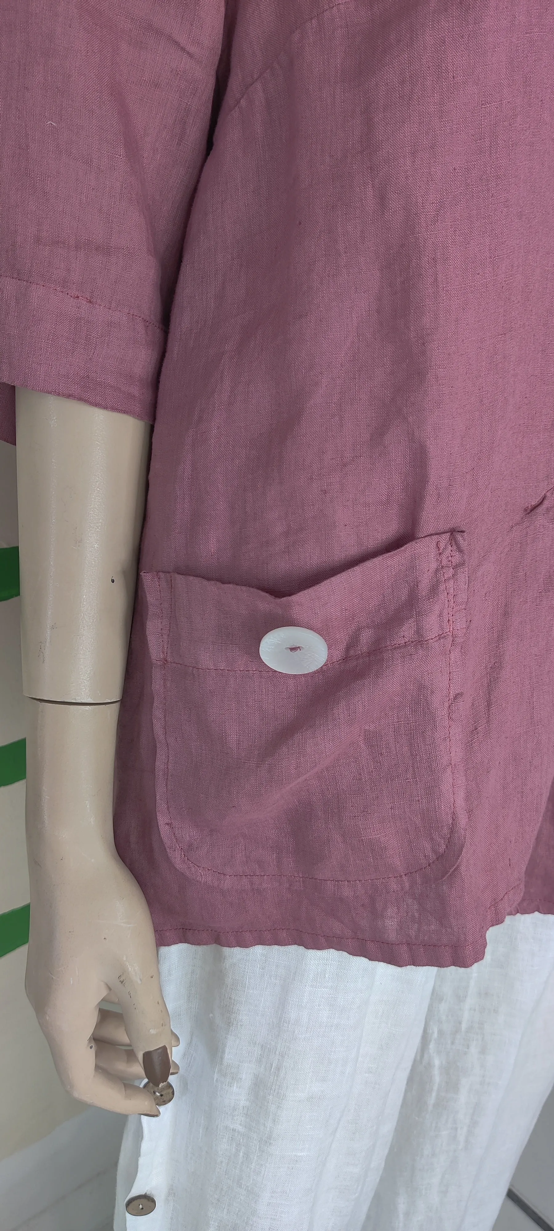 Asimetric Pocket Button Blouse Curve