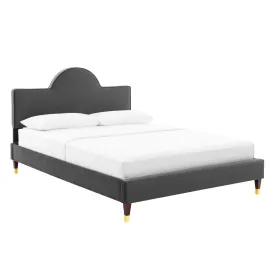 Aurora Performance Velvet Twin Bed By Modway - MOD-7030 - Charcoal