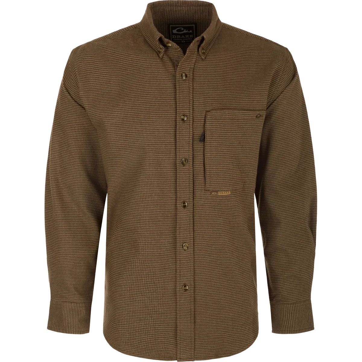 Autumn Brushed Twill Houndstooth Button-Down Long Sleeve Shirt
