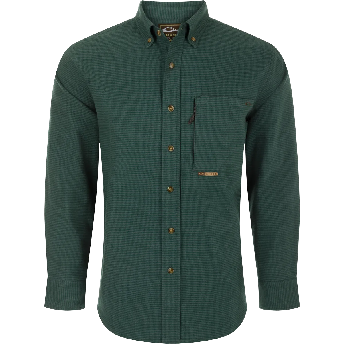 Autumn Brushed Twill Houndstooth Button-Down Long Sleeve Shirt