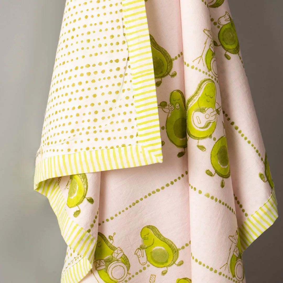 Baby Gift Set – Cotton Muslin Dohar   Maracas – Avocados