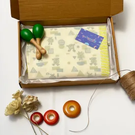 Baby Gift Set – Cotton Muslin Dohar   Maracas – Mischievous Monsters