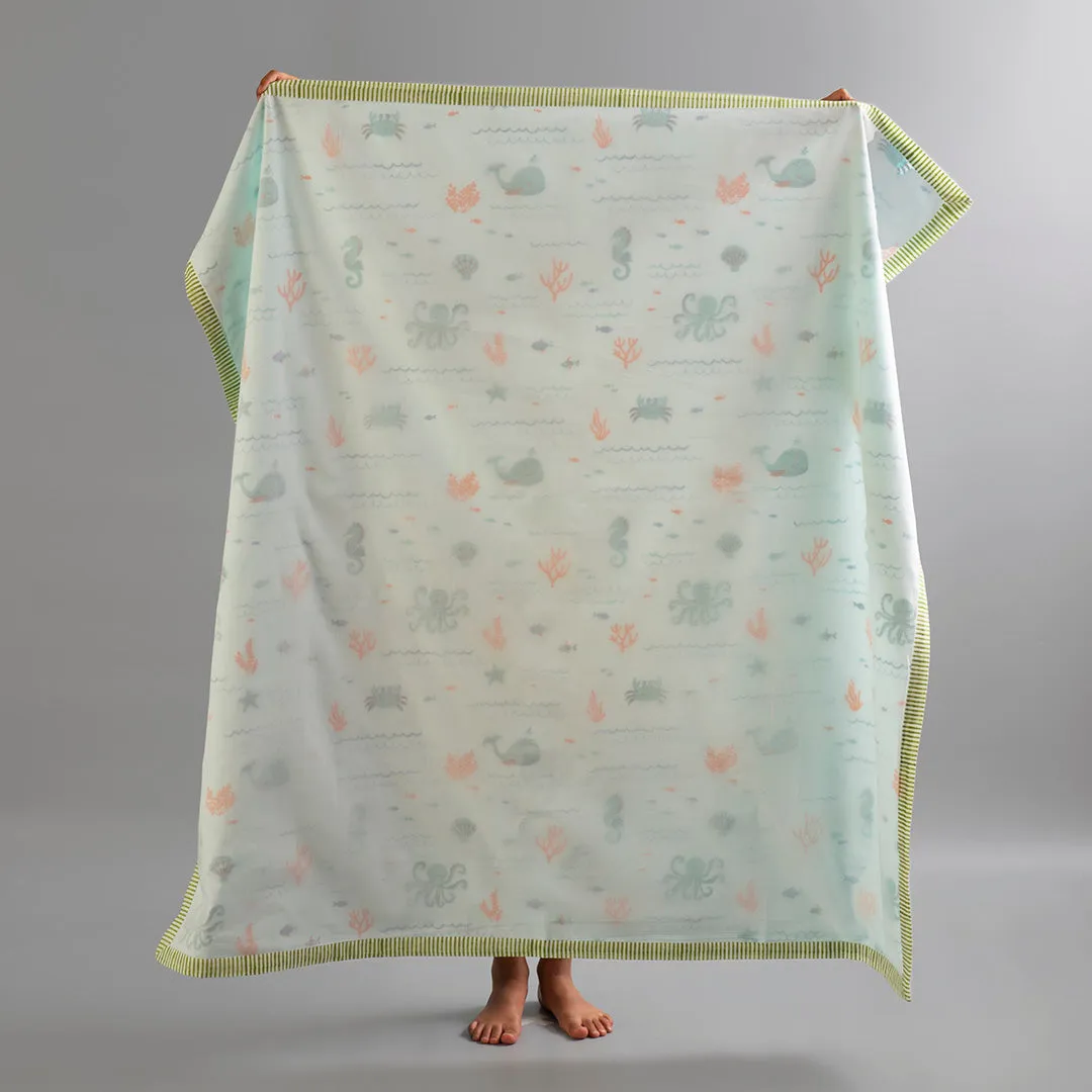 Baby Gift Set – Cotton Muslin Dohar   Maracas – Undersea Oasis