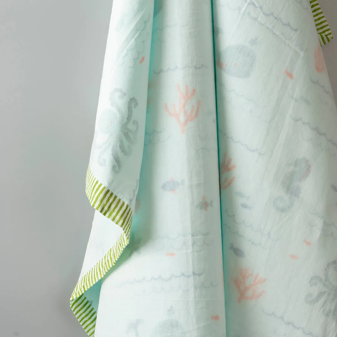 Baby Gift Set – Cotton Muslin Dohar   Maracas – Undersea Oasis