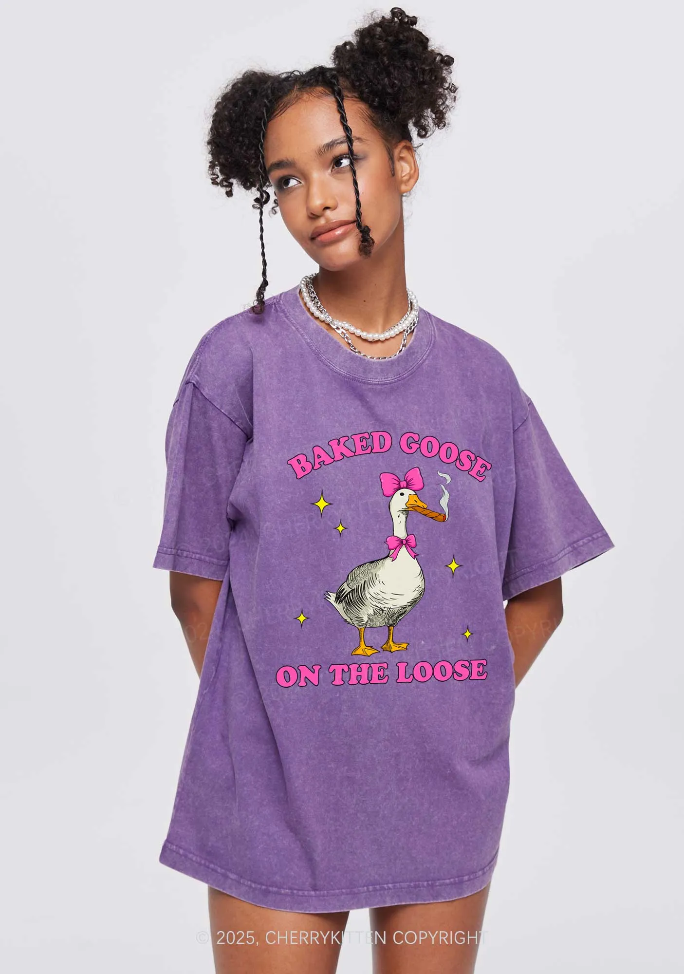 Baked Goose On The Loose Y2K Shirts Washed Tee Cherrykitten