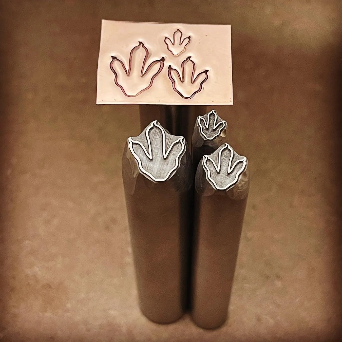 BIN - Theropod Footprint! Raised design. Metal hand stamp tools.