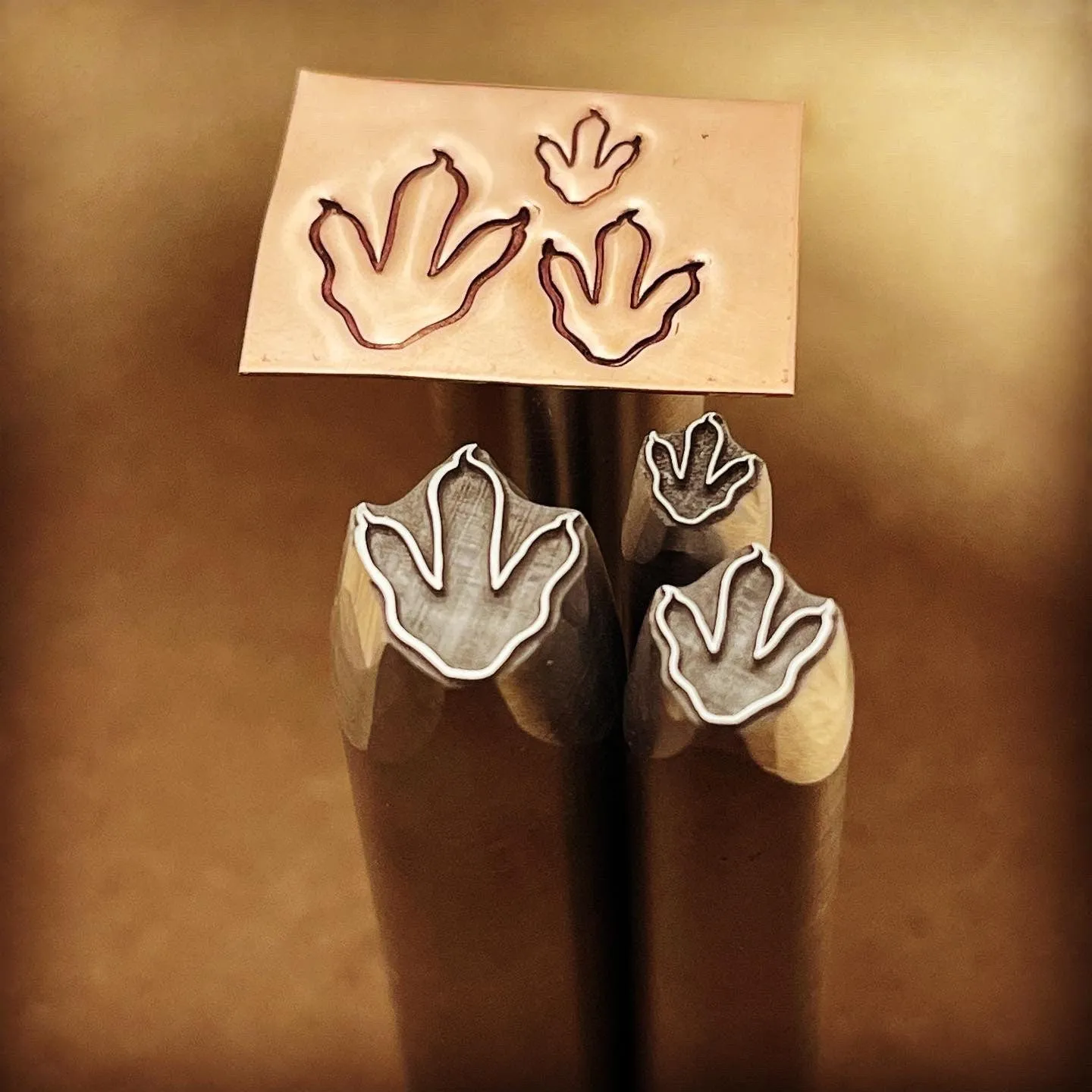 BIN - Theropod Footprint! Raised design. Metal hand stamp tools.