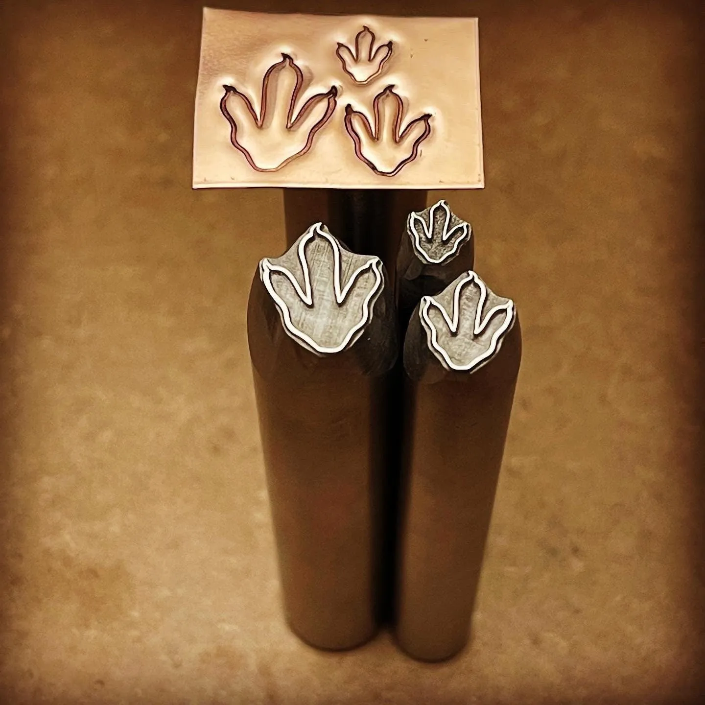 BIN - Theropod Footprint! Raised design. Metal hand stamp tools.