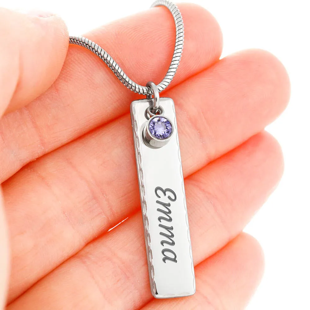 Birth Stone Bar Name Necklace Gifts For Mom With Mothers Day Special Wish Card