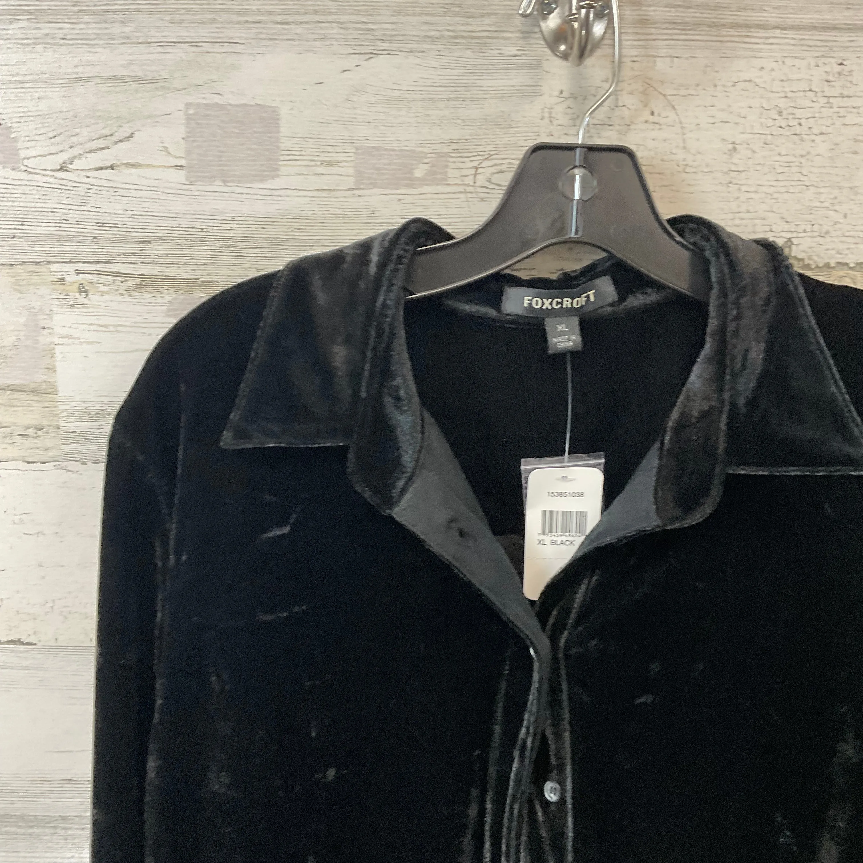 Blouse Long Sleeve By Foxcroft In Black, Size: Xl