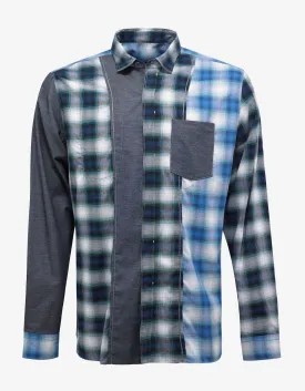 Blue Check Shirt with Contrast Patches
