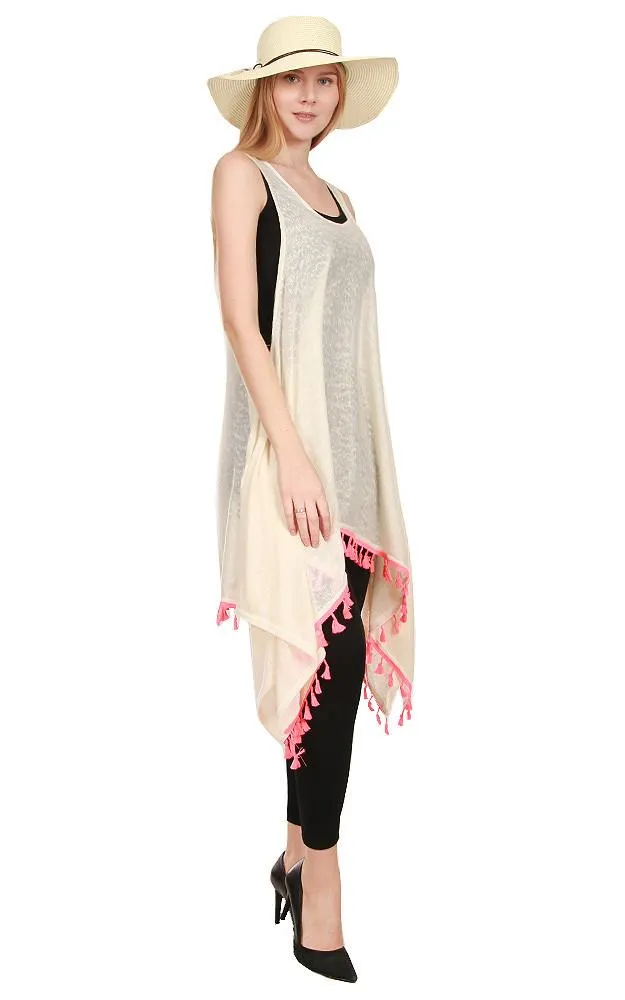 [BOGO] SWD1327 Solid Contrast Tassel Dress