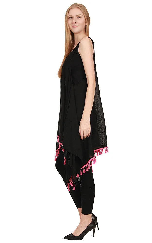 [BOGO] SWD1327 Solid Contrast Tassel Dress