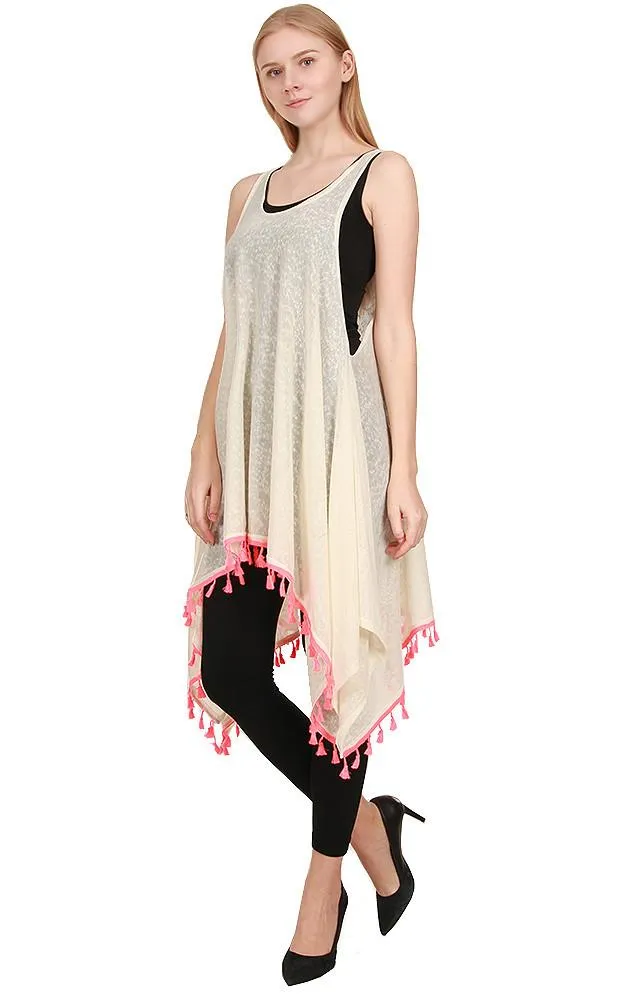 [BOGO] SWD1327 Solid Contrast Tassel Dress