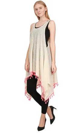 [BOGO] SWD1327 Solid Contrast Tassel Dress