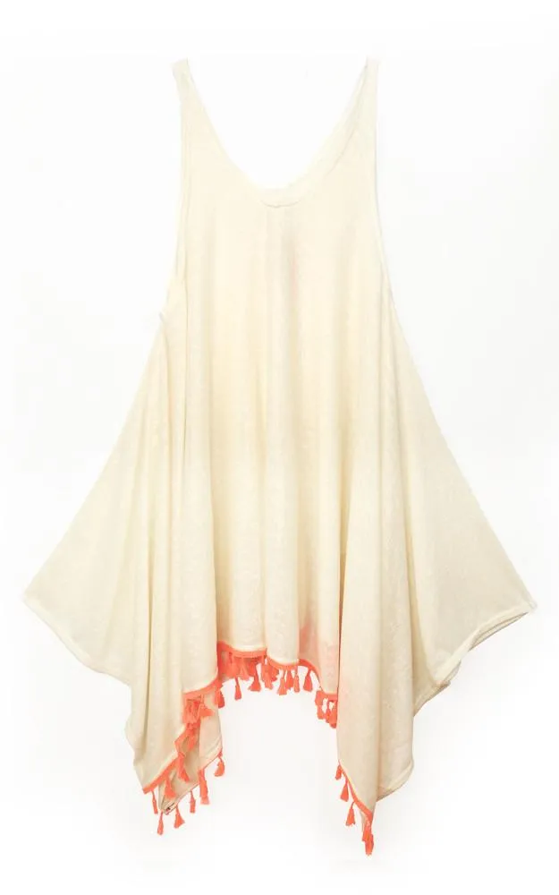 [BOGO] SWD1327 Solid Contrast Tassel Dress
