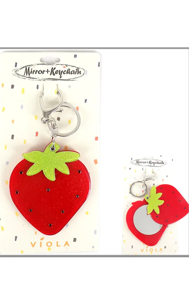 [BOGO] TD0490 Red Strawberry with Mirror Key Chain