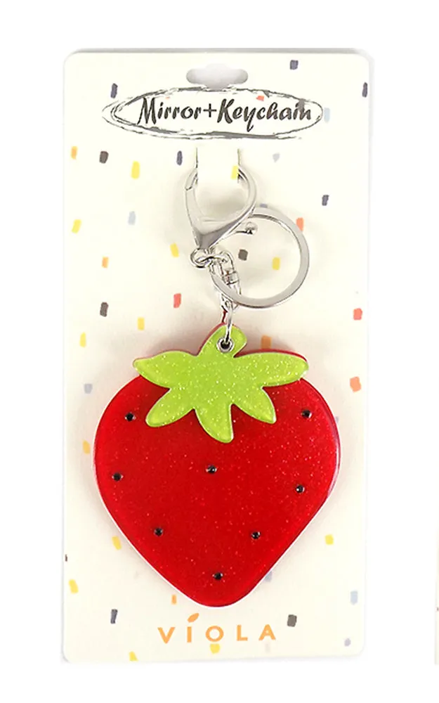 [BOGO] TD0490 Red Strawberry with Mirror Key Chain