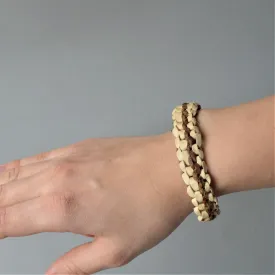 Bohemian minimal leather & palm leaves bracelet