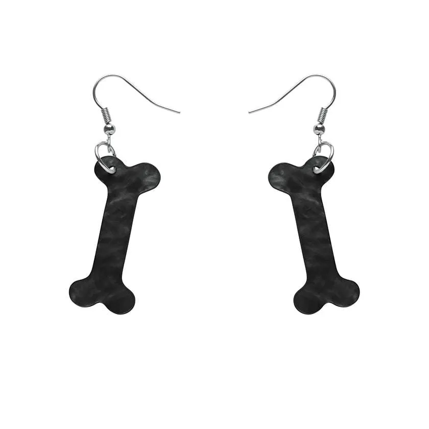 Bones Ripple Resin Drop Earrings - Black