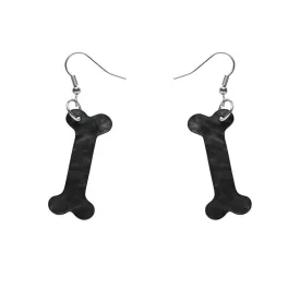 Bones Ripple Resin Drop Earrings - Black