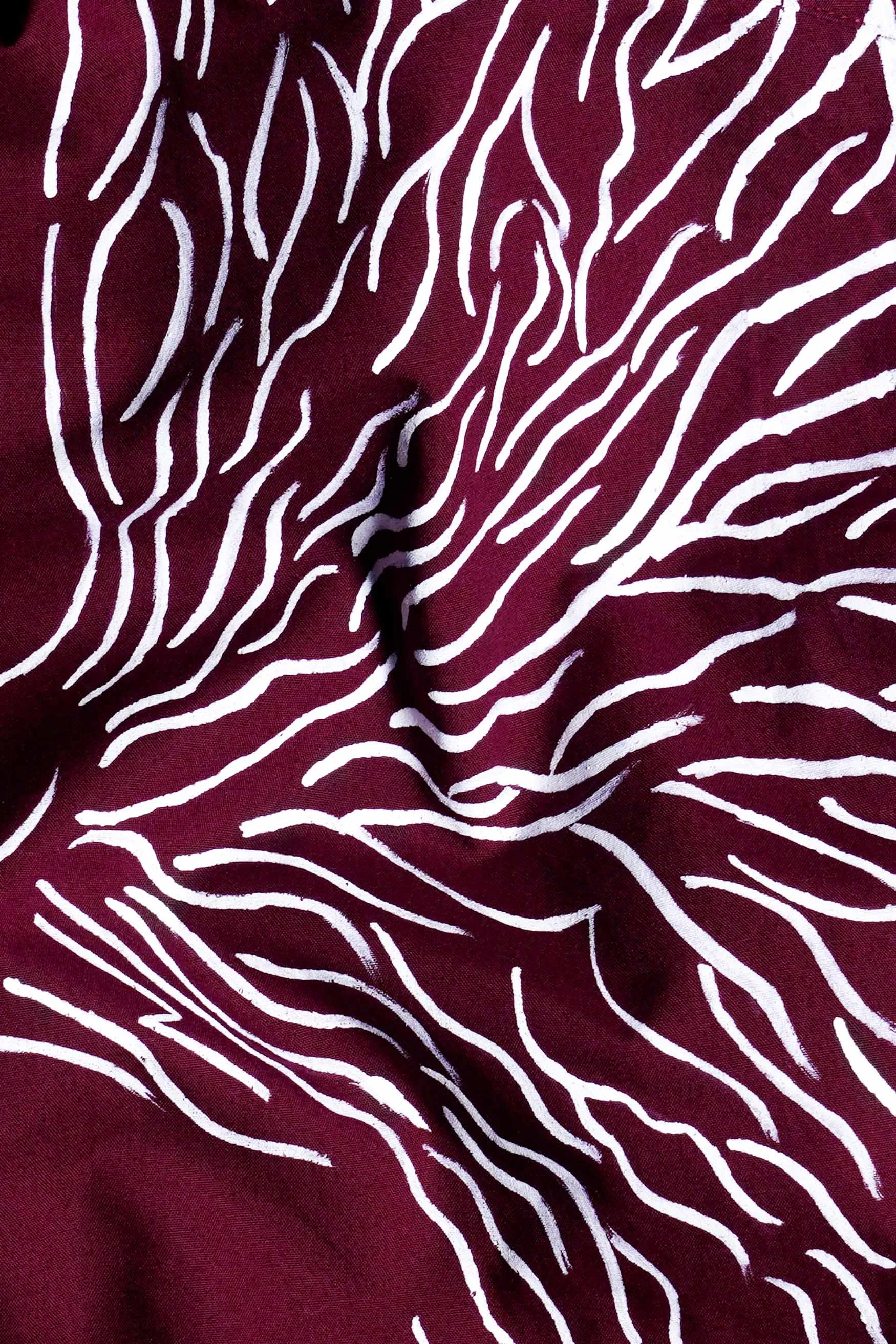 Bordeaux Maroon Eagle Hand Painted Premium Cotton Designer Shirt