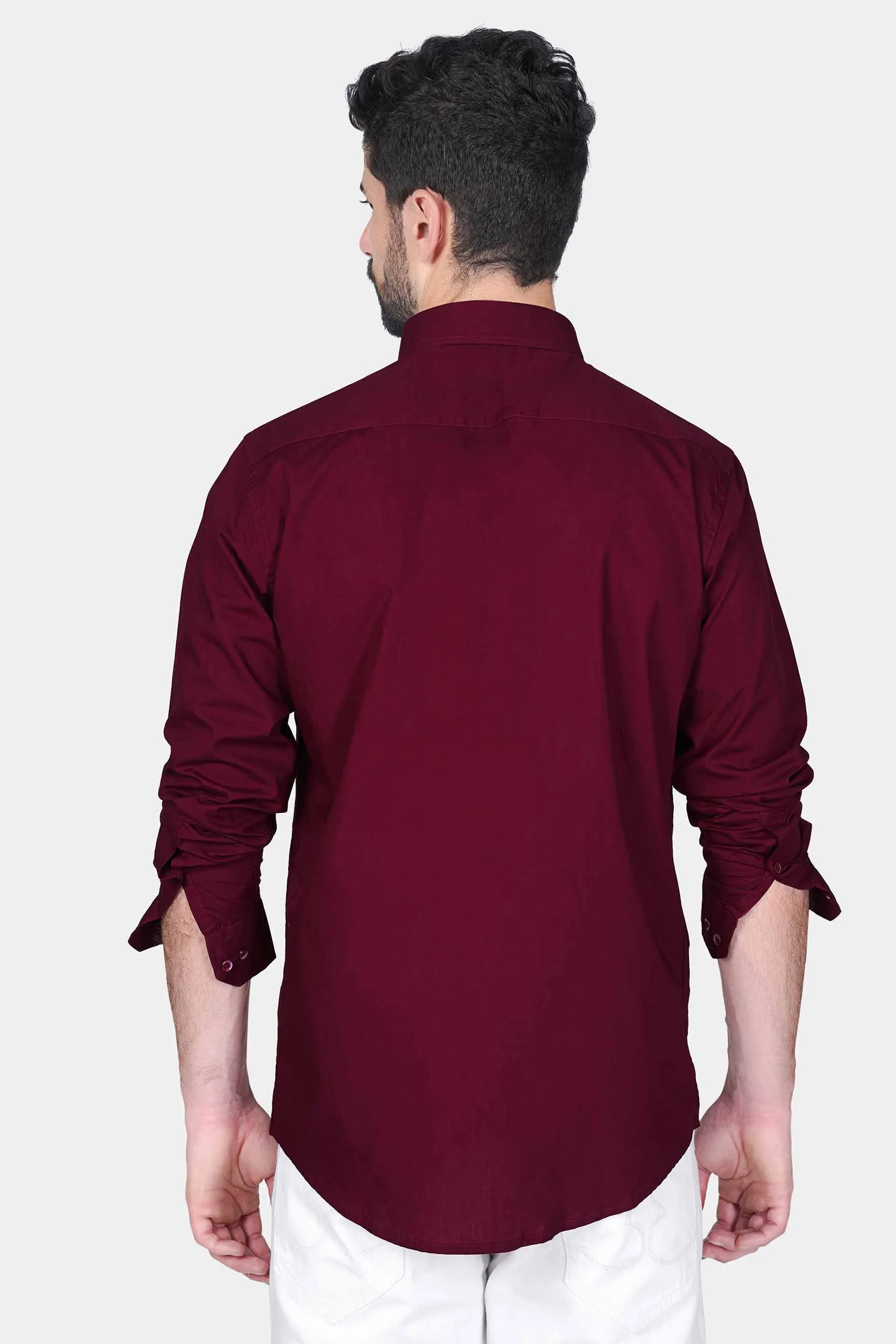 Bordeaux Maroon Eagle Hand Painted Premium Cotton Designer Shirt