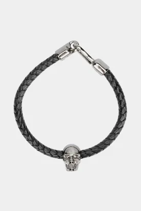 Braided Leather Skull Bracelet