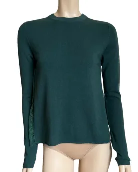 CASHMERE CREWNECK WITH FRENCH LACE SIDE INSETS SIZE S