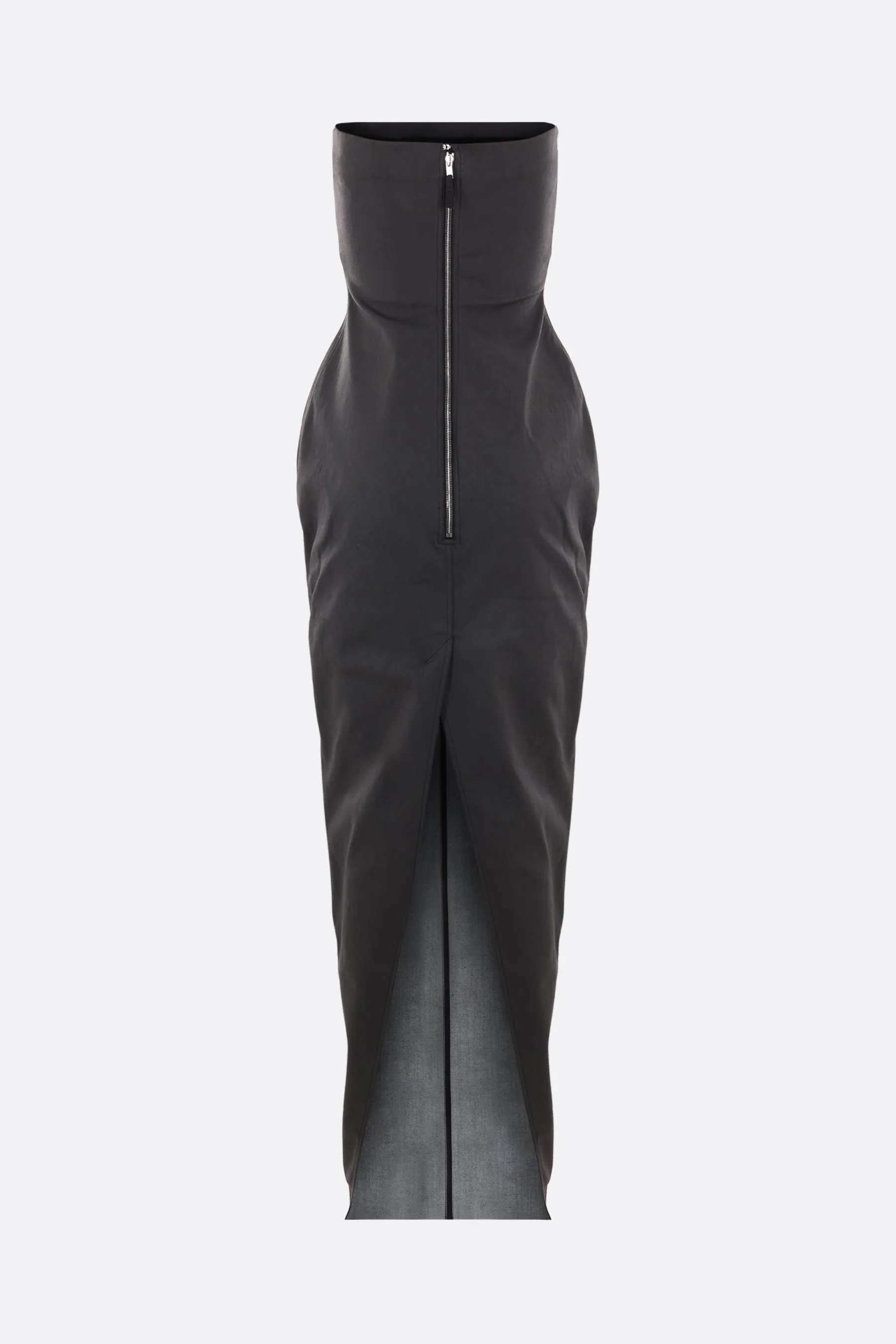 coated denim bustier dress