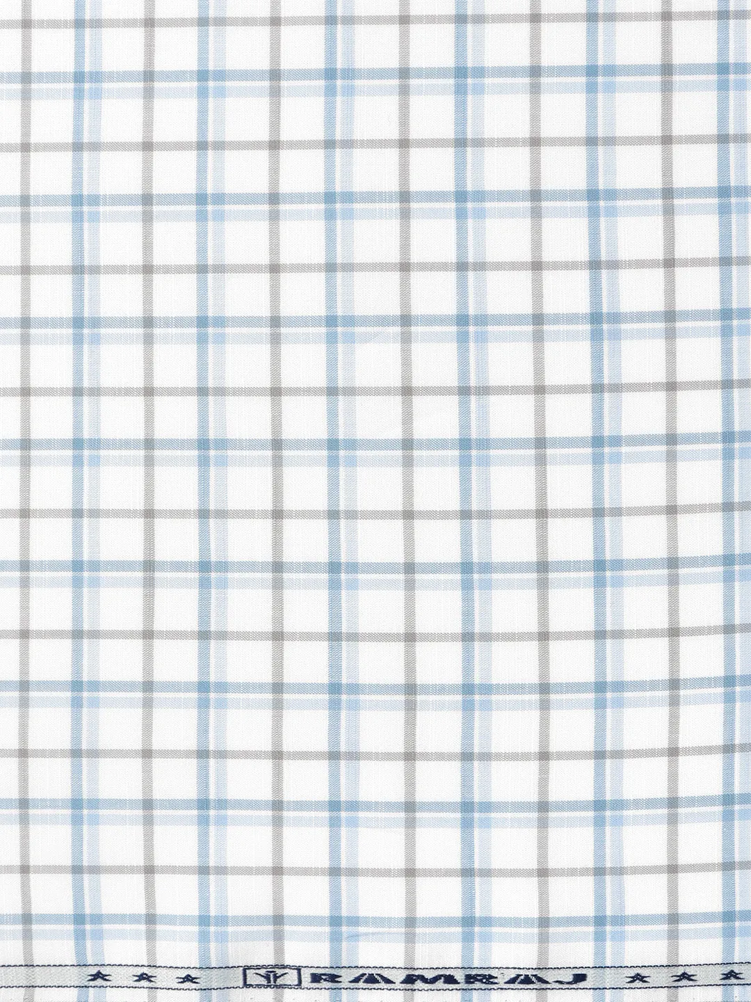 Cotton White & Blue Check Shirt Fabric-Liberty Cotton