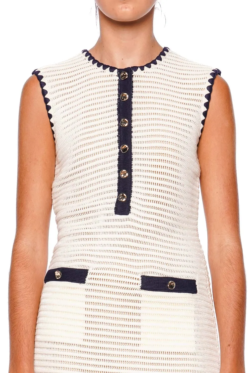 Cream Contrast Crochet Mini Dress