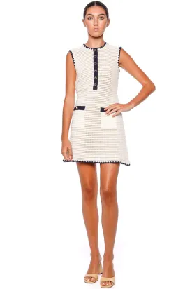 Cream Contrast Crochet Mini Dress