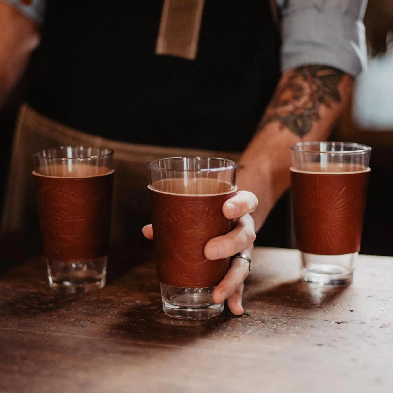 Custom Leather Pint Glass