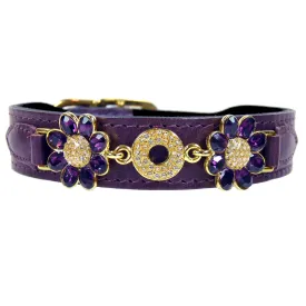 Daisy Dog Collar in Royal Purple, Amethyst & Gold