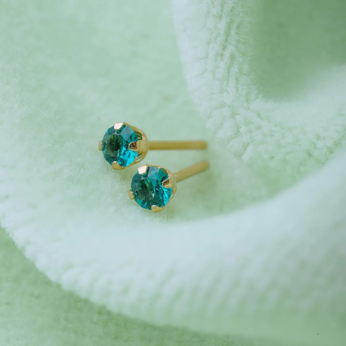 December Birthstone 14k Gold Plated Stud Earrings