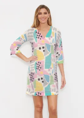 Domino Pastel (14308) ~ Banded 3/4 Sleeve Dress