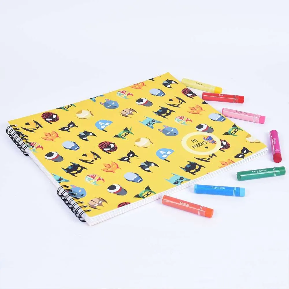 Doodle Book With Personalized Crayons - Mask Super Heroes